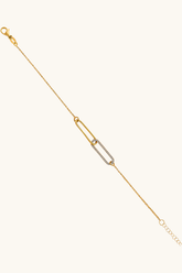 14k solid gold paperclip link bracelet with decorative toggle clasp