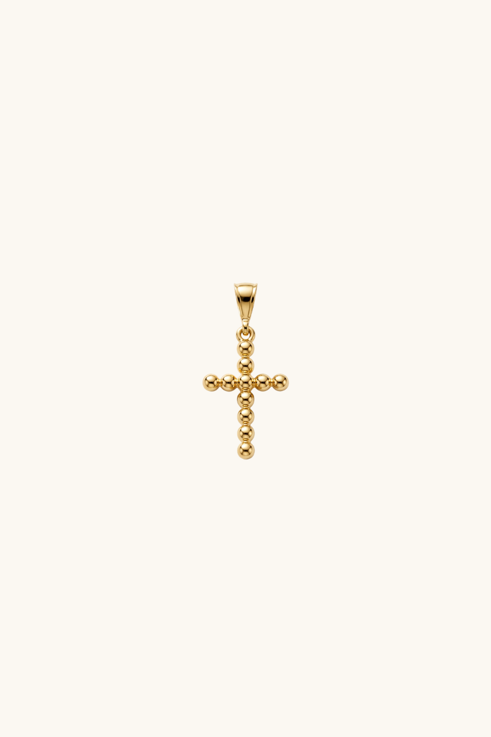 14k solid gold beaded bubble cross pendant in yellow gold