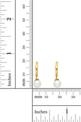 14K Solid Gold Dangling Mother of Pearl 10MM Hoop Earrings – Customizable Elegance