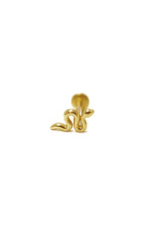 ✨ 14K Solid Gold Inner Screw Labret Flatback Snake Single Stud – 6MM Length ✨