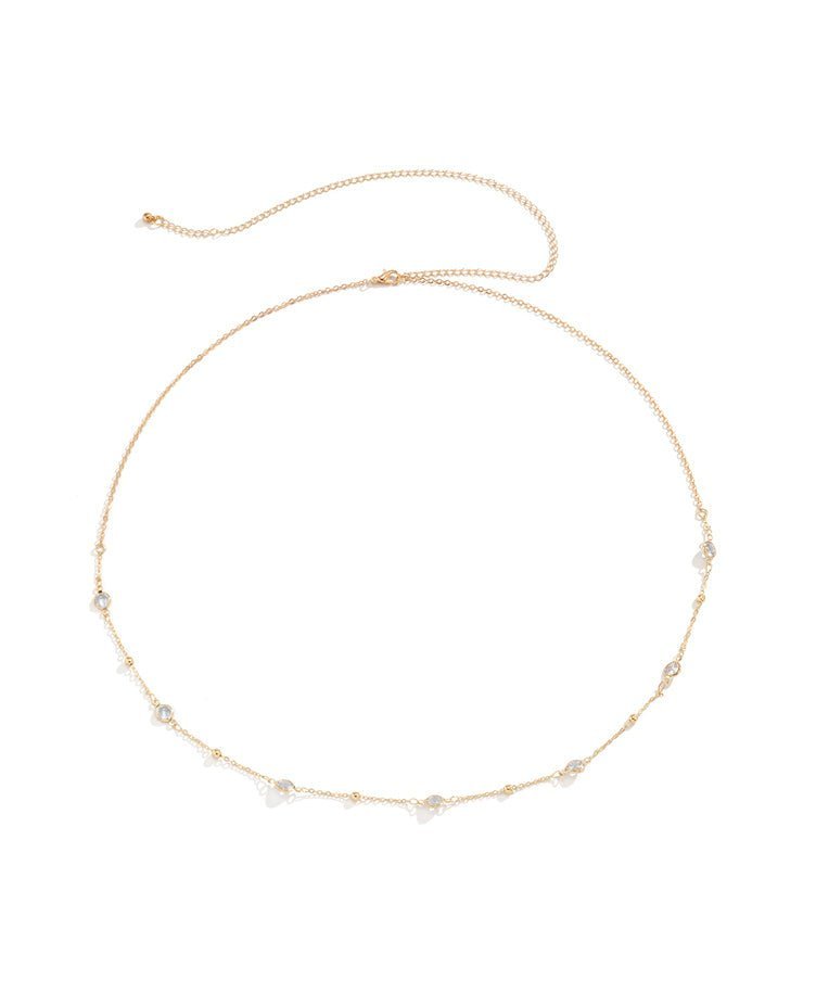 Crystal & Ball Beaded Belly Waist Long Chain Body Bikini Jewelry (2 Colors Available) - Pretty At Sam