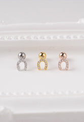 Surgical Steel Gold Plated Cubic Zirconia Horseshoe Single Stud - Pretty At Sam