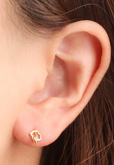 Surgical Steel Gold Plated Cubic Zirconia Thunder Cloud Lightning Single Stud - Pretty At Sam