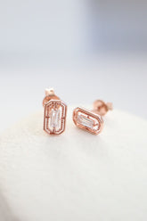 925 Sterling Silver Baguette Cubic Rectangle Shaped Antique Dainty Tiny Stud Earring - Pretty At Sam