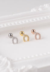 Surgical Steel Gold Plated Cubic Zirconia Horseshoe Single Stud - Pretty At Sam