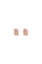 14K solid gold Pink CZ mirror ball stud screw back earring - Pretty At Sam