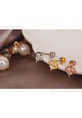 Surgical Steel Gold Plated Cubic Zirconia Thunder Cloud Lightning Single Stud - Pretty At Sam