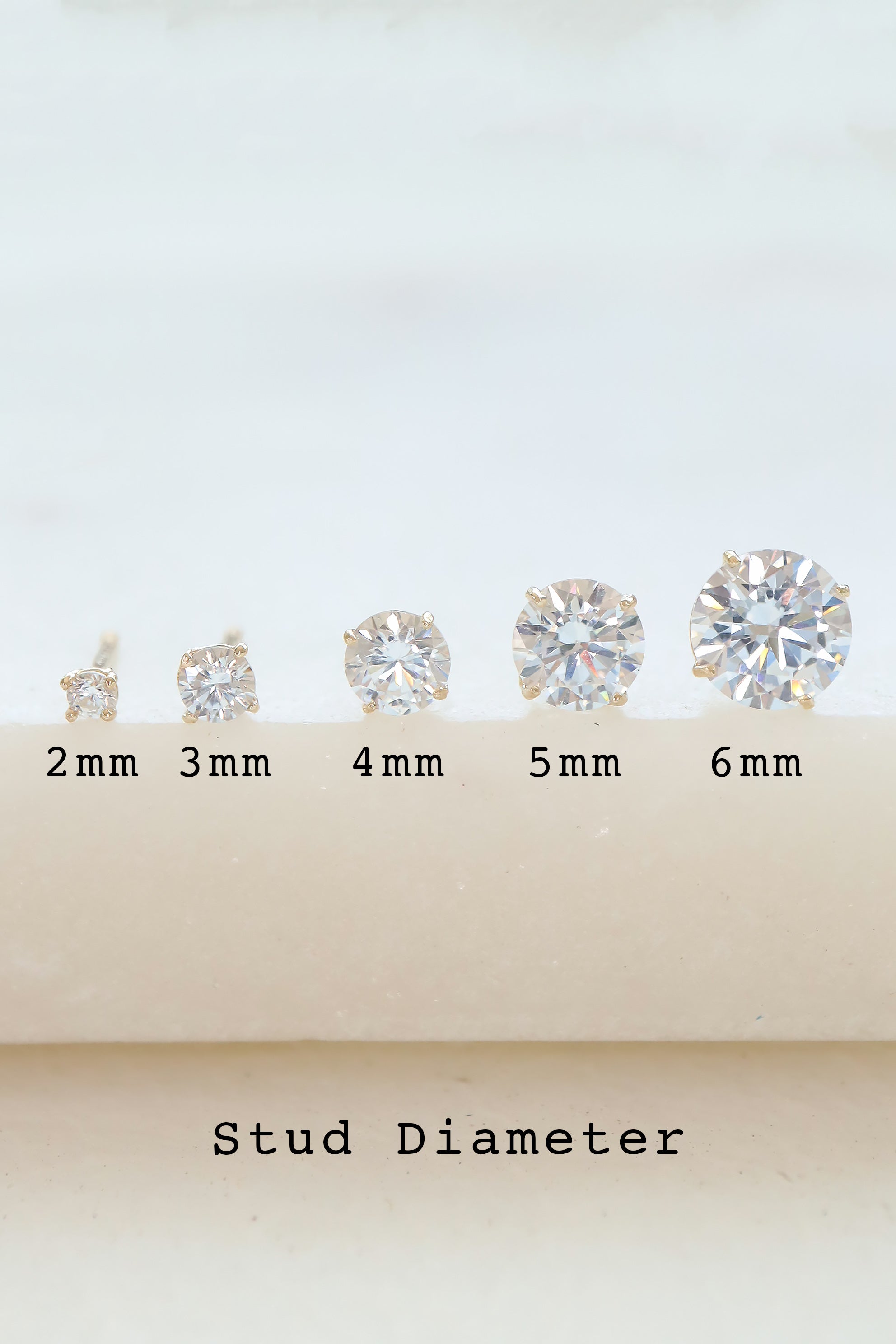 14K Solid Gold Classic CZ stud screw back earring - Pretty At Sam