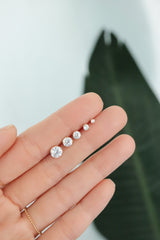 14K Solid Gold Classic CZ stud screw back earring - Pretty At Sam