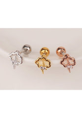 Surgical Steel Gold Plated Cubic Zirconia Thunder Cloud Lightning Single Stud - Pretty At Sam