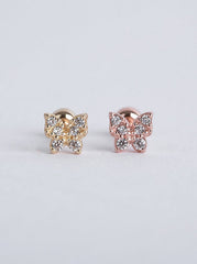14K Solid Gold Butterfly CZ Stone Pave Single Stud - Pretty At Sam