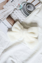 Snow Fleece Fabric Large Oversized Bow Hair Clip (4Colors) - Pretty At Sam