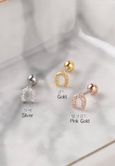 Surgical Steel Gold Plated Cubic Zirconia Horseshoe Single Stud - Pretty At Sam