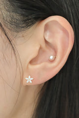 14k Solid Gold Daisy Flower Motive Screw Closure Stud Earring - Pretty At Sam