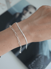 925 Silver link chain & snake chain basic bracelet - Pretty At Sam