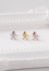 Surgical Steel Gold Plated Cubic Zirconia X Cross Single Stud - Pretty At Sam