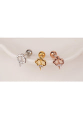 Surgical Steel Gold Plated Cubic Zirconia Thunder Cloud Lightning Single Stud - Pretty At Sam