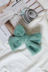 Snow Fleece Fabric Large Oversized Bow Hair Clip (4Colors) - Pretty At Sam