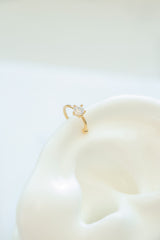92.5 Sterling Silver Dainty tiny CZ stone simple ear cuff - Pretty At Sam
