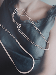 925 Silver link chain & snake chain basic bracelet - Pretty At Sam