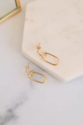 925 Sterling Silver Sleek U Shaped Double Hoop Drop Earring - Pretty At Sam