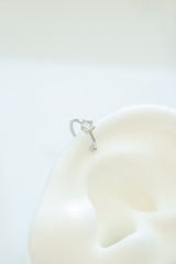 92.5 Sterling Silver Dainty tiny CZ stone simple ear cuff - Pretty At Sam