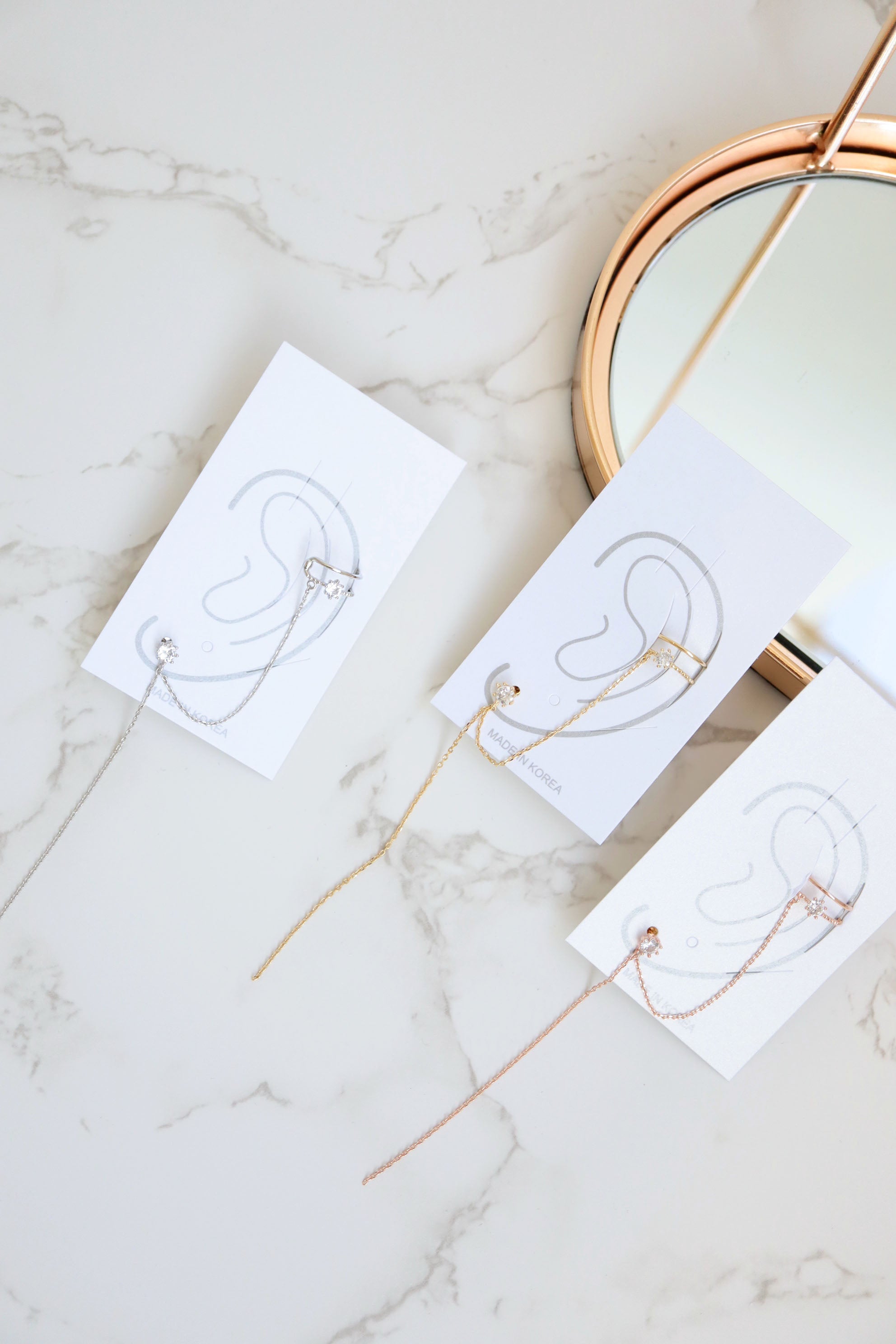 Cubic Stone Threader One Side Ear Cuff Earring - Pretty At Sam