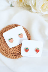 Fruits Collection Cherry Peach Watermelon Avocado Lemon Pineapple Strawberry Stud Earring - Pretty At Sam