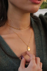 925 Sterling Silver Mirrored Vintage Oval Coin Pendant Ball Chain Necklace - Pretty At Sam