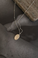 925 Sterling Silver Mirrored Vintage Oval Coin Pendant Ball Chain Necklace - Pretty At Sam