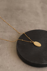 925 Sterling Silver Mirrored Vintage Oval Coin Pendant Ball Chain Necklace - Pretty At Sam