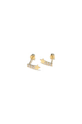 14K solid gold Stardust drop CZ pave bar screw closure stud earring - Pretty At Sam