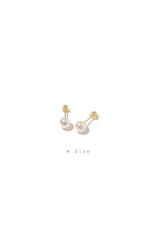 14K Solid Gold Pearl motive screw closure stud earring - Pretty At Sam