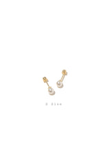 14K Solid Gold Pearl motive screw closure stud earring - Pretty At Sam