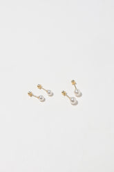 14K Solid Gold Pearl motive screw closure stud earring - Pretty At Sam
