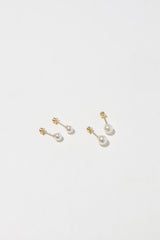 14K Solid Gold Pearl motive screw closure stud earring - Pretty At Sam