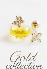 14k Solid Gold Dainty CZ Flower Single Stud - Pretty At Sam