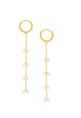 925 Sterling Silver Small Hoop One Touch Chain Pearl Drop Earring - Pretty At Sam