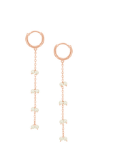 925 Sterling Silver Small Hoop One Touch Chain Pearl Drop Earring - Pretty At Sam