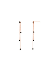 925 Sterling Silver Natural Black Stone Three Tassel Drop Push Back Earring - Pretty At Sam