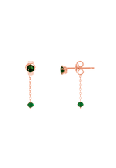 925 Sterling Silver Green Color Stud With Natural Stone Back Post Drop Push Back Earring - Pretty At Sam