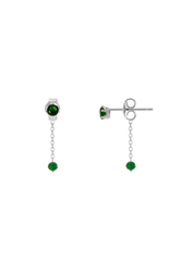 925 Sterling Silver Green Color Stud With Natural Stone Back Post Drop Push Back Earring - Pretty At Sam