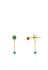 925 Sterling Silver Sky Color Stud With Natural Stone Back Post Drop Push Back Earring - Pretty At Sam