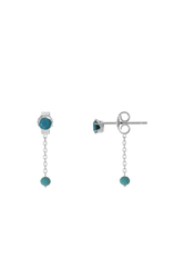 925 Sterling Silver Sky Color Stud With Natural Stone Back Post Drop Push Back Earring - Pretty At Sam