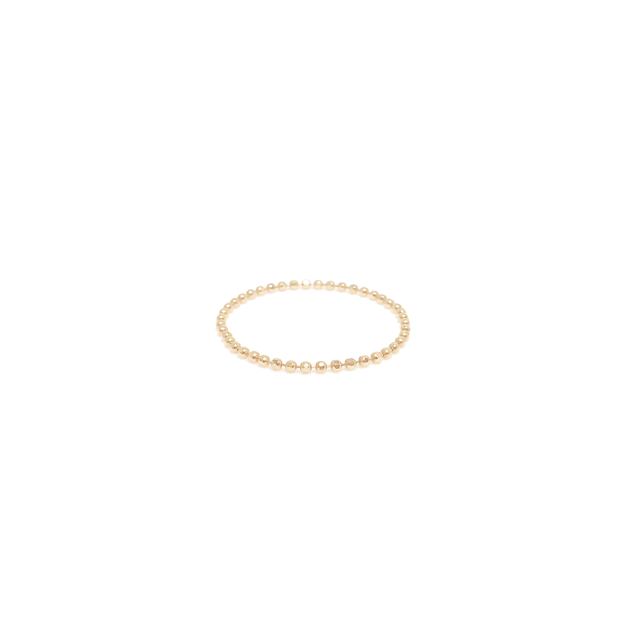 14K Solid Gold Diamond Cut Beaded Chain Thin Ring - Pretty At Sam