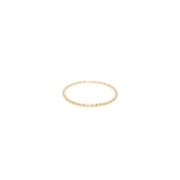 14K Solid Gold Diamond Cut Beaded Chain Thin Ring - Pretty At Sam
