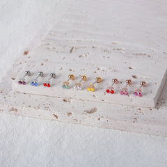 Surgical Steel Cubic Mini Cherry Single Stud - Pretty At Sam