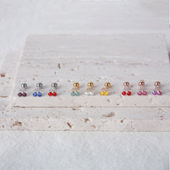 Surgical Steel Cubic Mini Cherry Single Stud - Pretty At Sam
