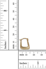 14K Solid Gold Textured Rectangle Hoop Earrings | 10MM Hoop | Solid Gold