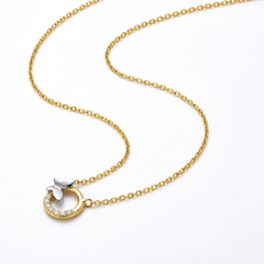 fine 14k gold chain necklace with circular charm detail